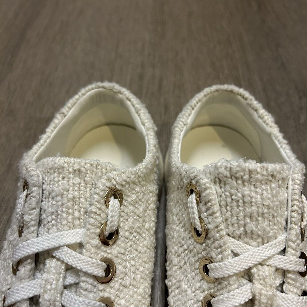Chanel 24P Tweed Low Top Sneakers Shoes White Gold Eyelets Women's Size 39 - Picture 10 of 13